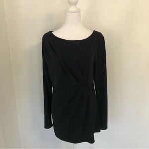 LANE BRYANT Women Black Boat Neck Long Sleeve Blouse Sz 14/16